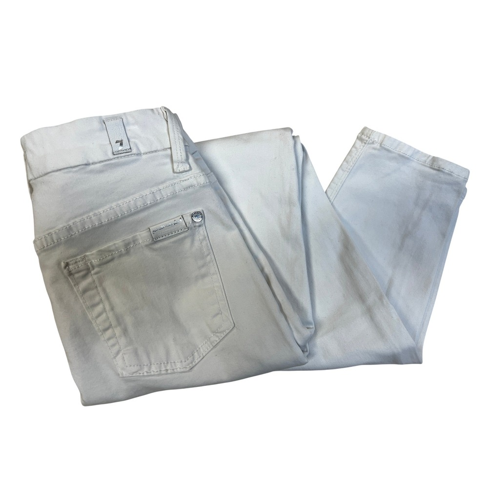 7 For All Mankind Skinny Jeans Womens 26 White Excellent Cotton Blend AU8113683A
